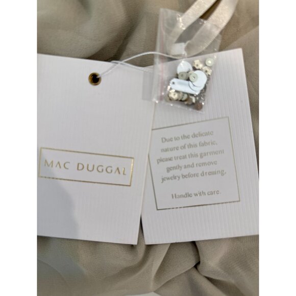 NEW Mac Duggal 94044 Gold Sequin Beaded Kimono Sleeve Wrap Mini Dress - Size M - Picture 7 of 10